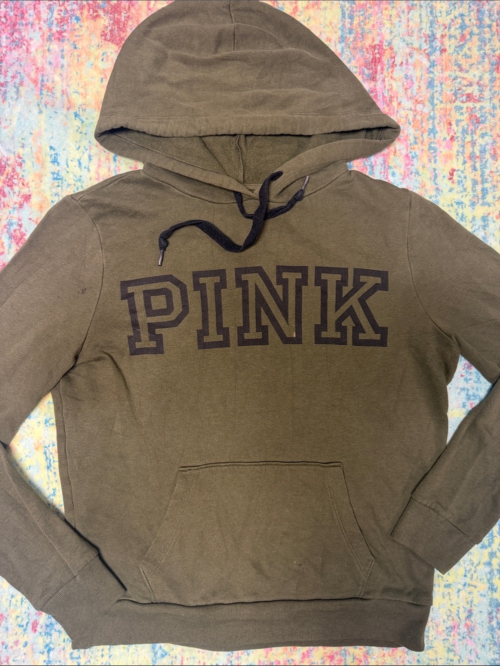 PINK Victoria's Secret Olive Green Zip-Up Hoodie